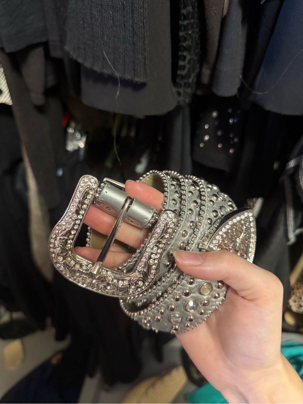 Studded Silver Western-Style Women’s Belt